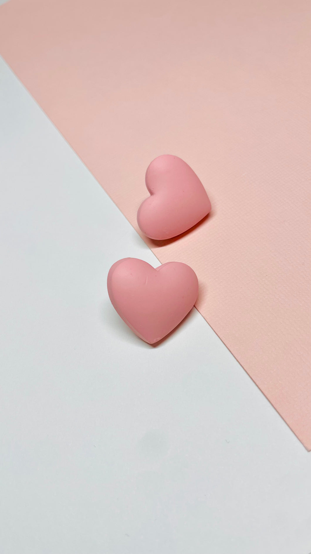 puffy heart studs (pink)