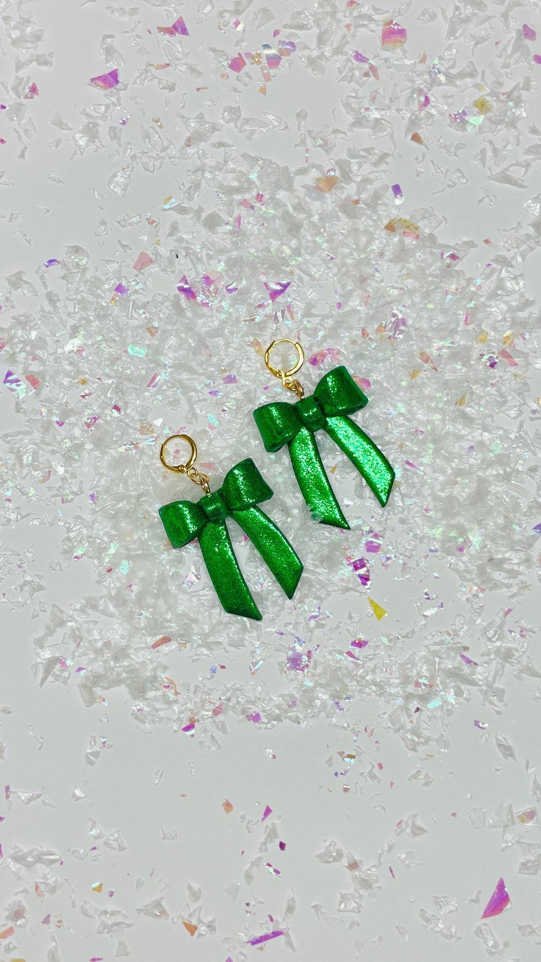 green glitter bows